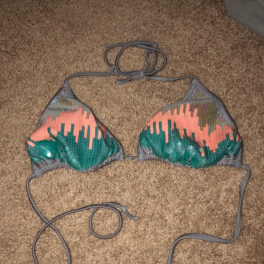 Sequin string bikini top